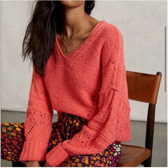 Anthropologie Sweaters - Anthropologie Pilcro Balloon Sleeve Marla Sweater Coral XS